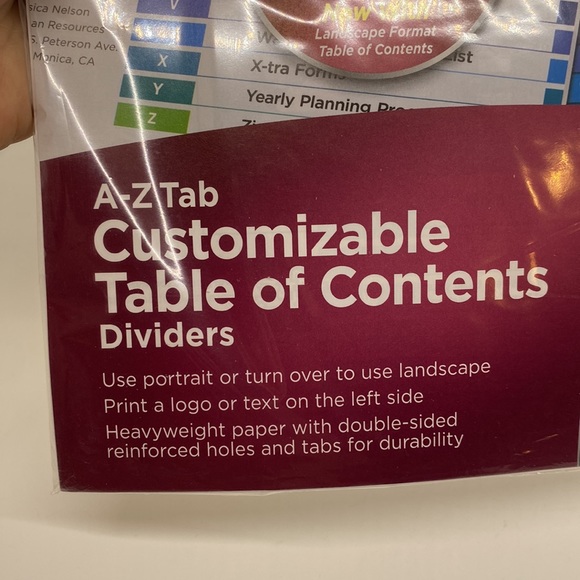 NWT Avery A-Z Customizable Table of Contents Dividers 8 1/2 x 11” - Picture 6 of 7